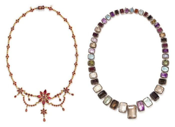 Two antique necklaces from the upcoming Leslie Hindman April Jewelry auction.