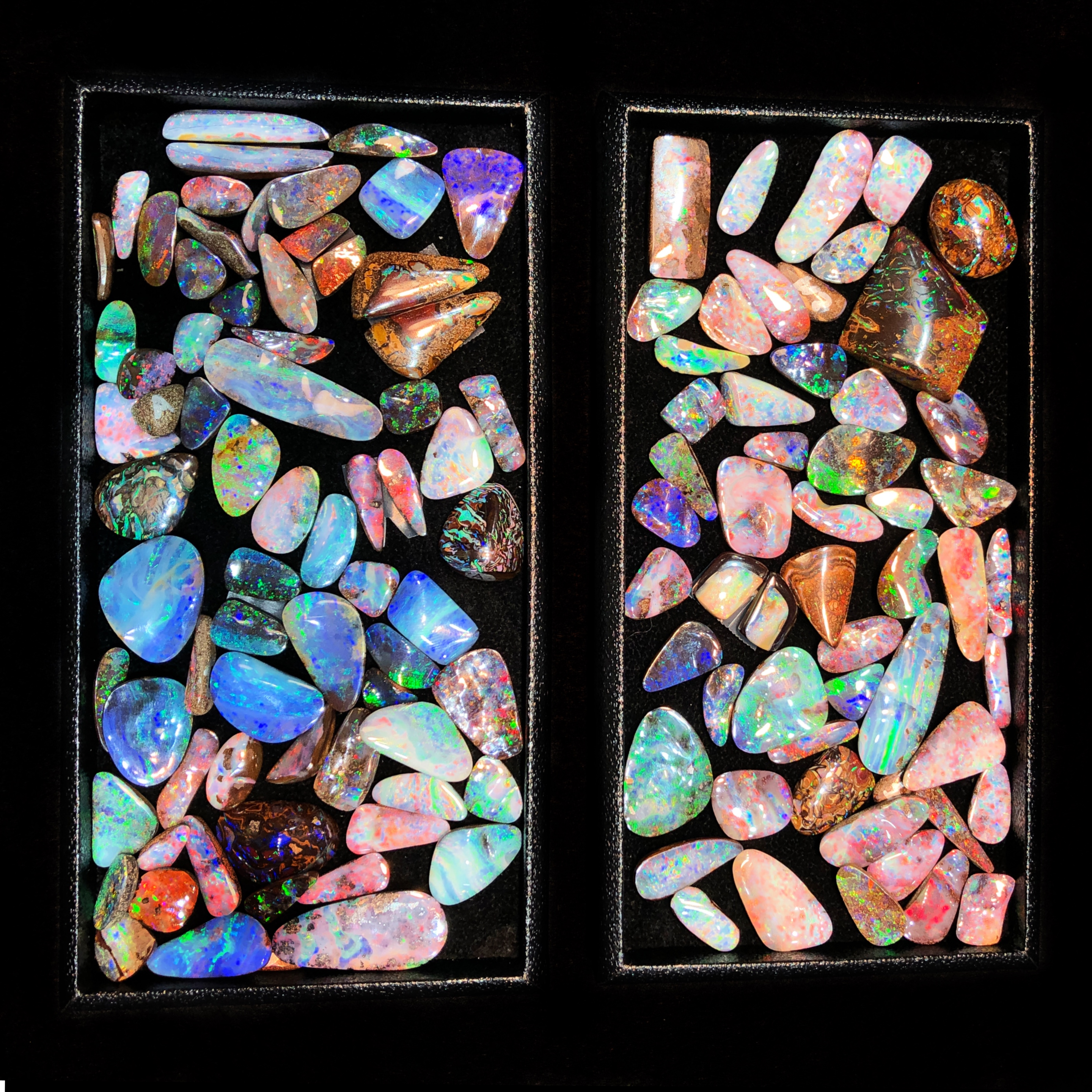 Beautiful opals from Parle Gems! Spotted at the AGTA GemFair 2019.