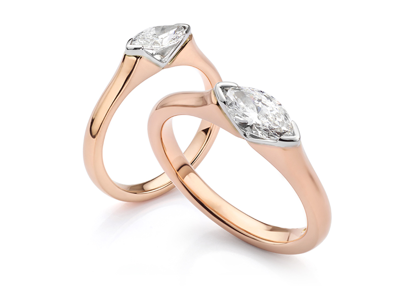 Rose Gold Atlantis engagement ring with East West Diamond Setting