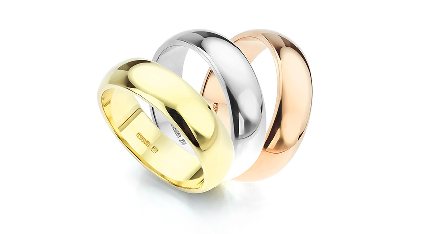 Comparing white, yellow and rose Fairtrade Gold 18ct 