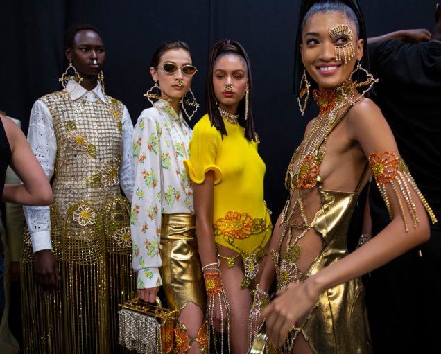 Models backstage at Area's Spring 2020 show in New York.