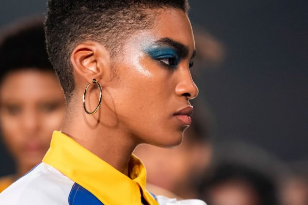 A model walks the runway at Pyer Moss' Spring 2020 show in New York.