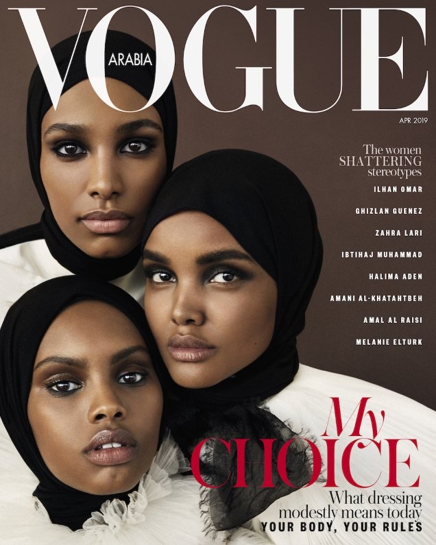 Vogue Arabia April 2019 : Halima Aden, Amina Adan & Ikram Abdi Omar by Txema Yeste