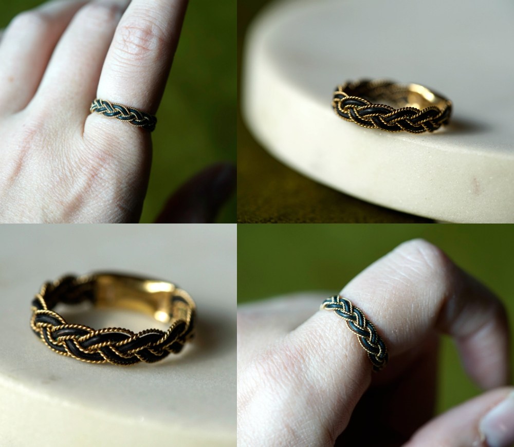 An antique Victorian era elephant hair and gold ring. From my personal jewelry collection, now for sale. 