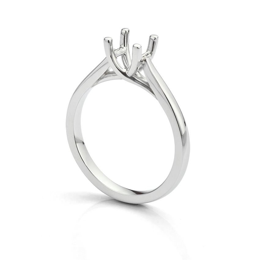 Engagement ring setting with four prongs and no diamond