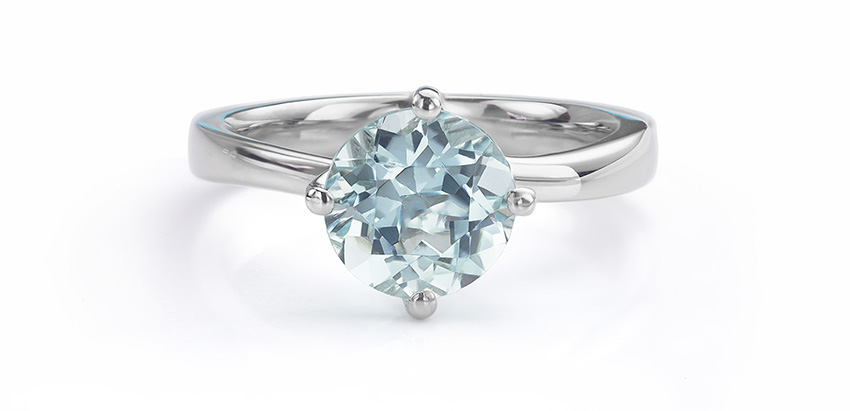 Twist engagement ring set with Aquamarine