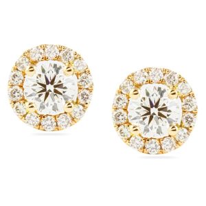 diamond rose gold halo earring new york city jewelry store